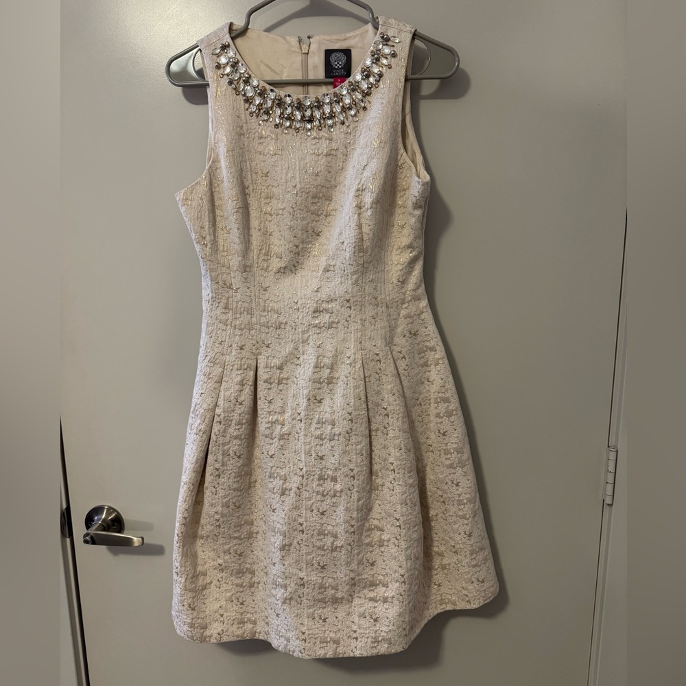 Vince Camuto Cream Textured Mini Dress